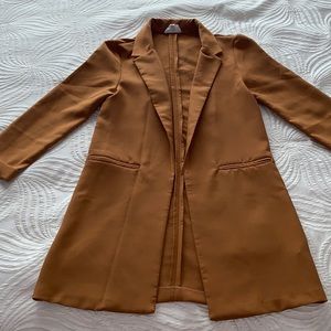 Long casual open front blazer